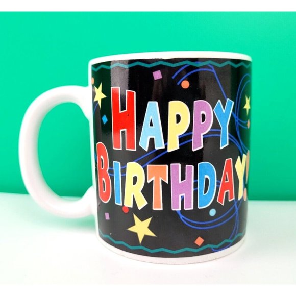 Happy Birthday Mug Multi-Color Black - Picture 1 of 5